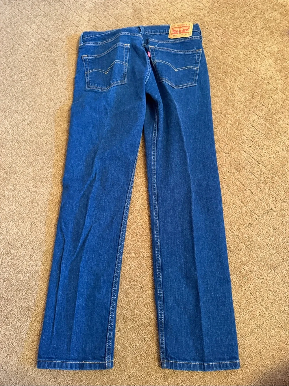 Levi's 502 Blue Dark Wash Tapered Jeans Men’s Size 33x32